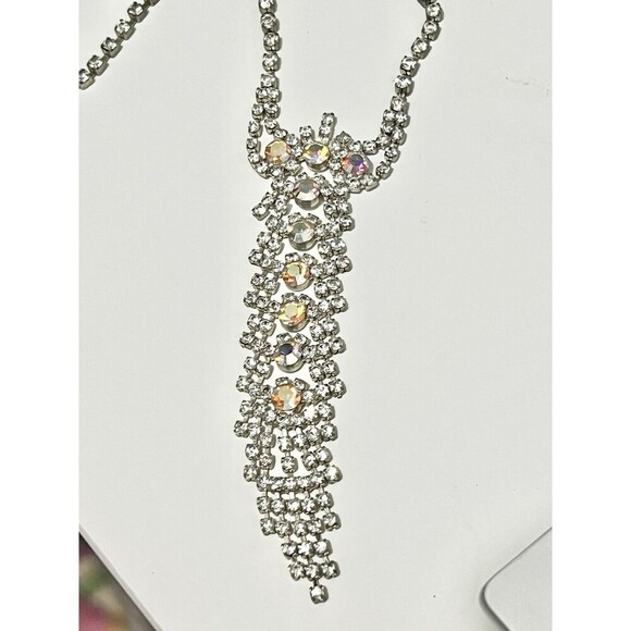 Christina Collection Foiled Crystal Statement Prom Dance Necklace wedding - Picture 1 of 4